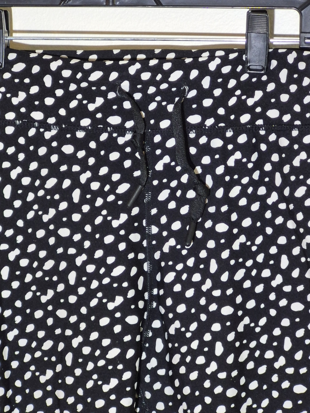 Black & White Spot Print Leggings with Pink and Cream Stripes - Picture 3 of 7